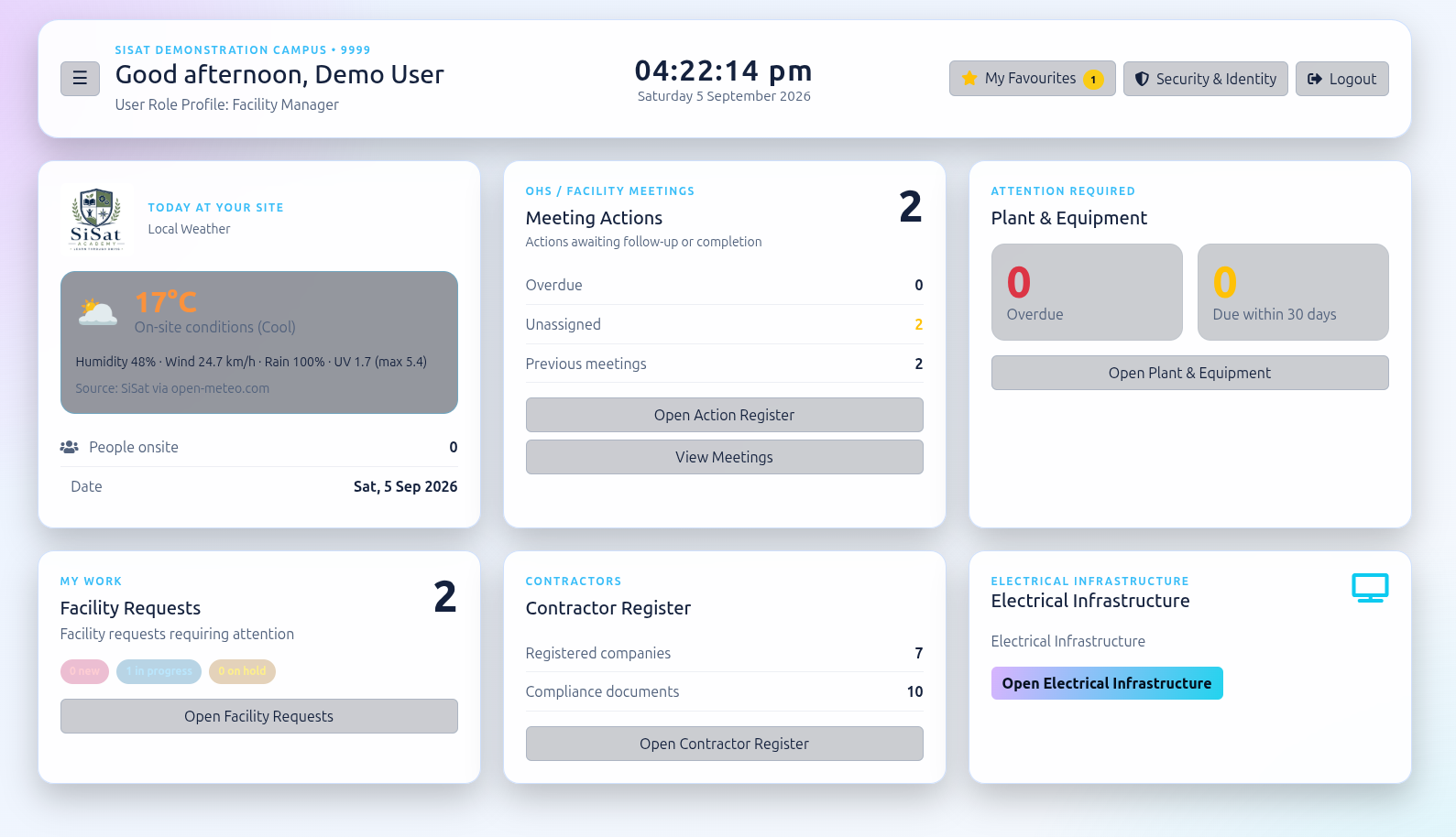 Preview of the SiSat school operations dashboard